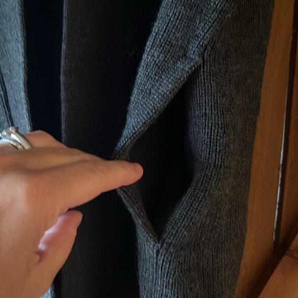 Lululemon Merino Wool-Blend Ribbed Long Wrap Sweater - Heathered Black, Size 0 - Picture 2 of 5